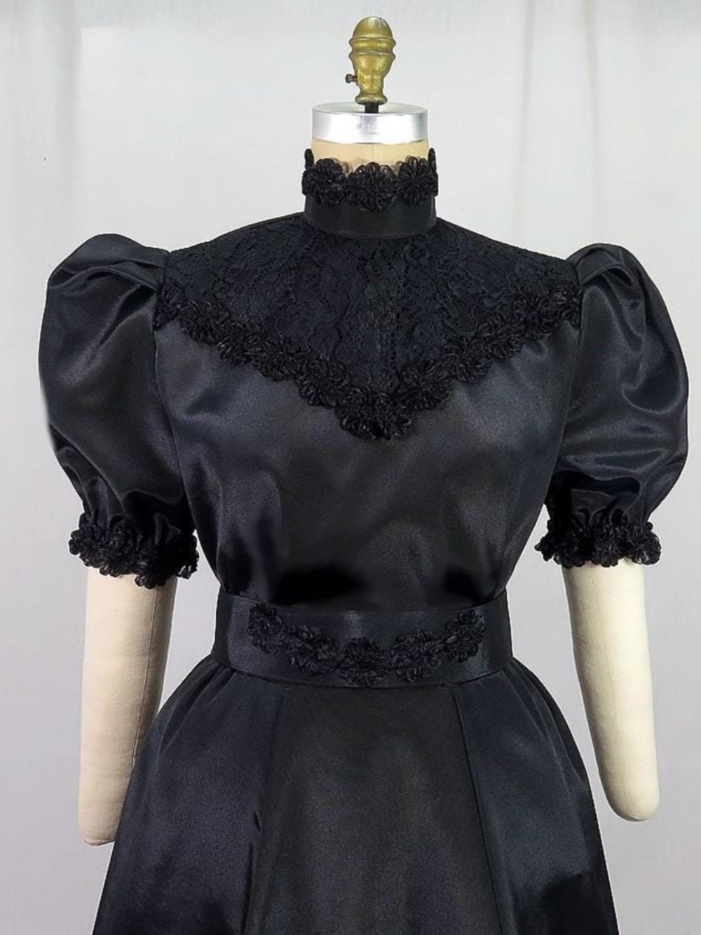 Black Puff Sleeve Victorian Blouse With Lace